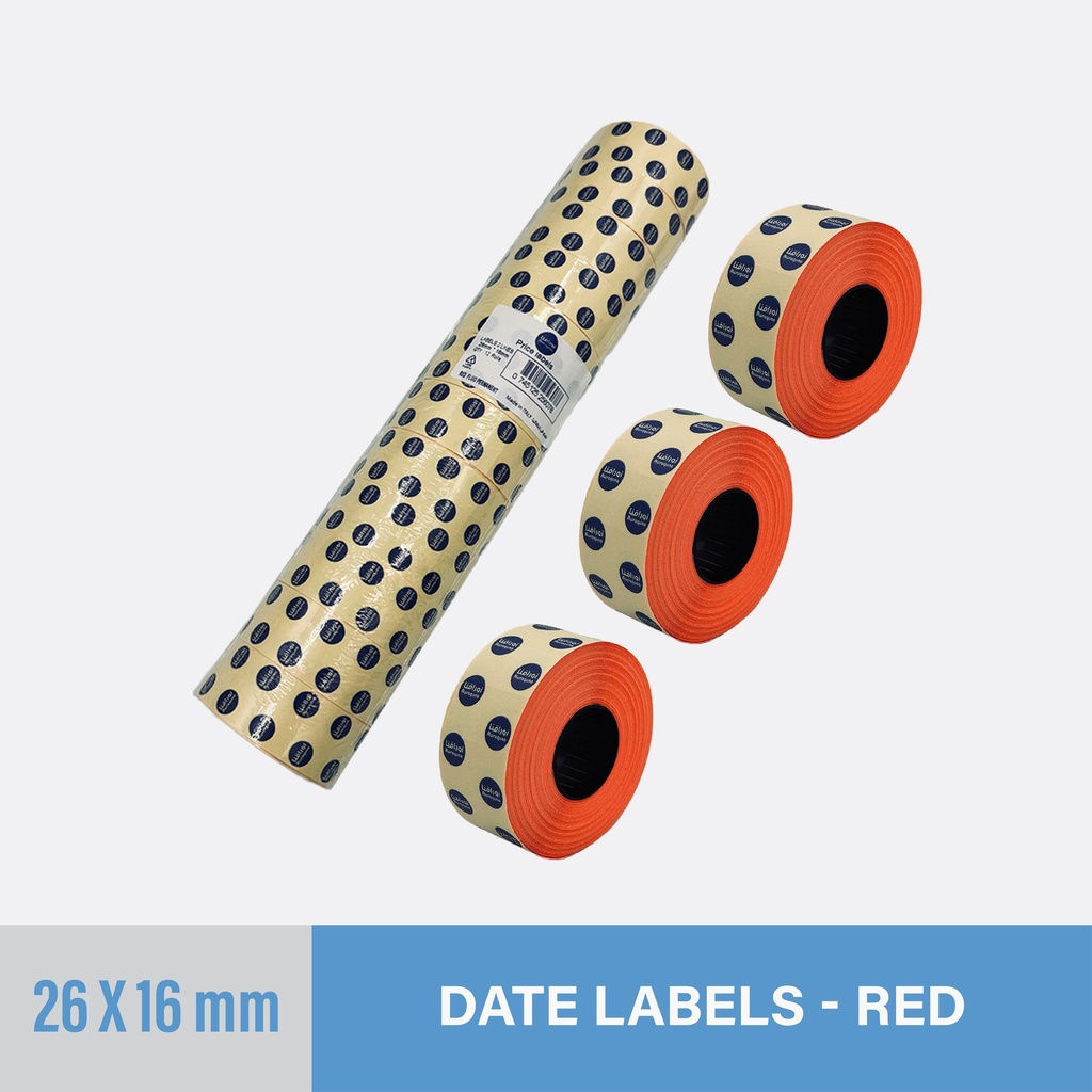 Red Date Sticker 26x16mm - Two-Line - Non-Thermal