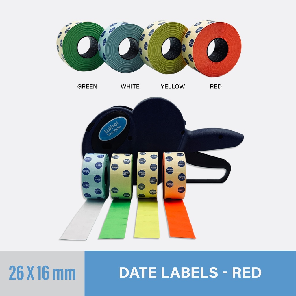 Red Date Sticker 26x16mm - Two-Line - Non-Thermal